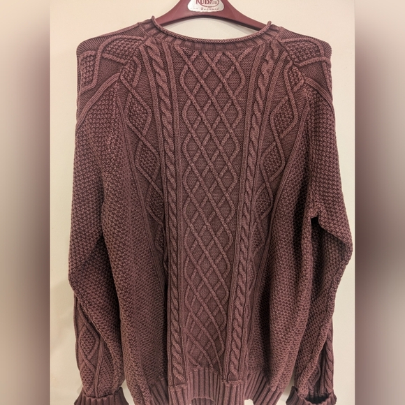 Vintage L.L. Bean Oversize Cable Knit Fisherman Chunky Cotton Linen Sweater XL - Picture 1 of 9